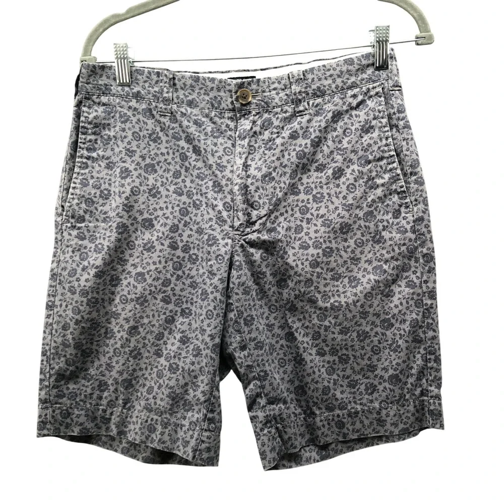 J.Crew‎ Gramercy Floral Chino Shorts Mens 29 Gray Lightweight 9'' Summer Cotton